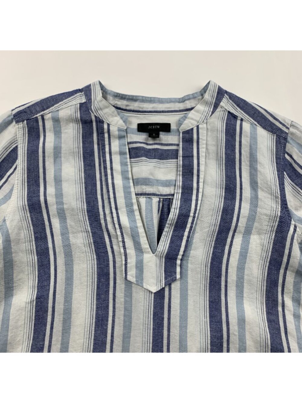 J.Crew Blue Striped Linen Blend Split Neck Tunic Shirt Dress S - Picture 2 of 8